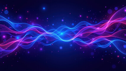 Obraz premium A dynamic abstract digital art image featuring a flowing ribbon-like form with vibrant colors and lights, representing a network or technology concept.