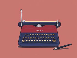 Vintage Typewriter with Inspire Text