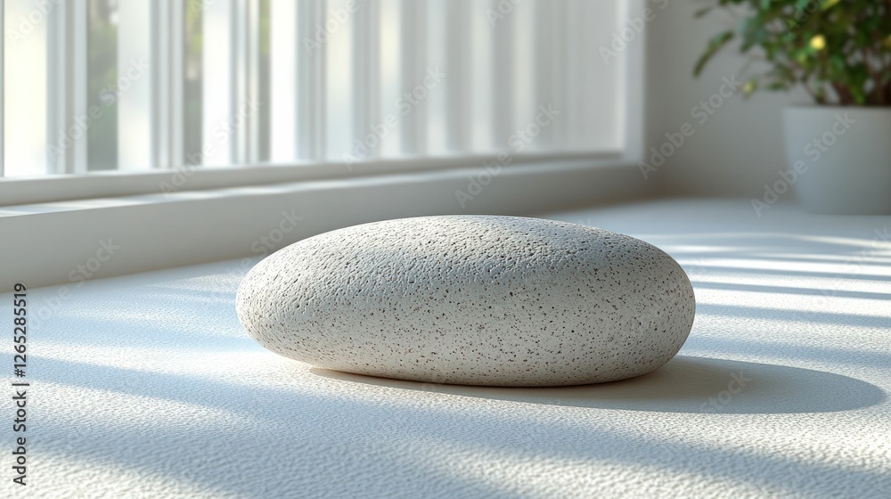 Sticker White speckled stone rests on bright surface