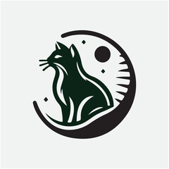 Minimal cat drawing. Cat vector logo. Creative pet logo. cat line art concept