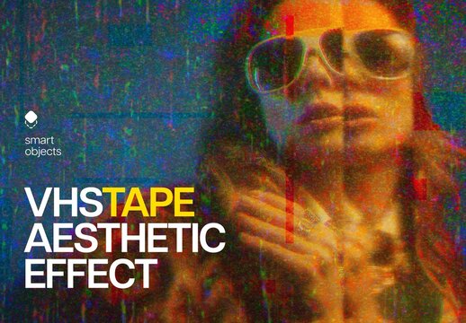VHS Aesthetic Photo Effect Mockup