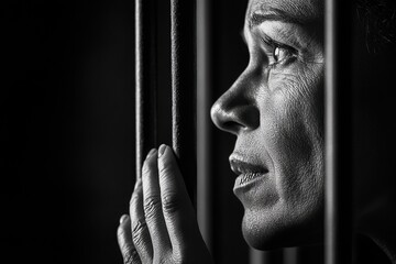 Emotional conversation between a prisoner and his mother through glass barriers