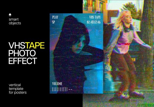 VHS Aesthetic Poster Photo Effect Mockup