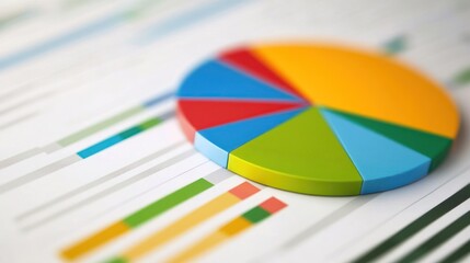 Fototapeta premium Colorful pie chart on financial report (1)