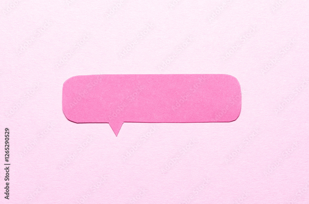 Poster cut out blank paper speech bubble of rectangular shape and rounded corners with copy space for text 