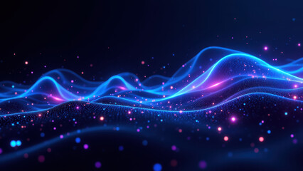 Obraz premium An abstract digital wave representation with a cosmic theme, suitable for technology-related content such as CI/CD pipelines or cloud services like Docker and Kubernetes.