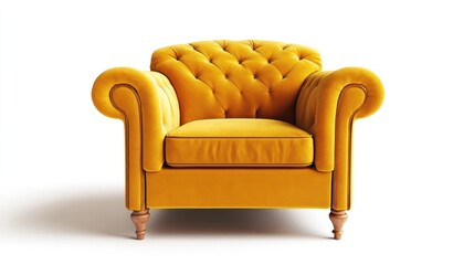 Yellow armchair, studio shot, isolated, furniture catalog