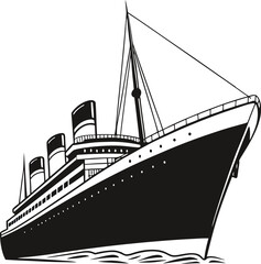 Minimalistic Black Silhouette of the Titanic Ship, Representing the Iconic Ocean Liner and Its Majestic Voyage – Elegant and Timeless Vector Illustration Depicting Maritime History and the Legacy of t
