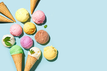 Assorted scoops of ice cream