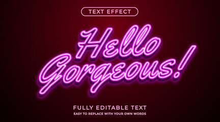 Neon light text effect, pink LED glow editable font style