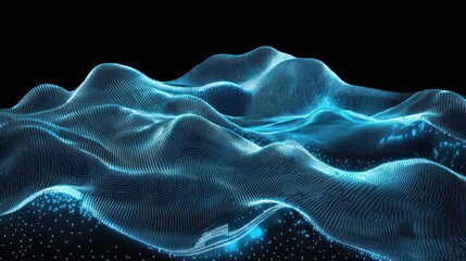 Obraz premium Blue digital wave, dark background, tech concept
