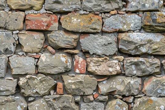 Old grey and brown stone wall. Detailed photo textured background