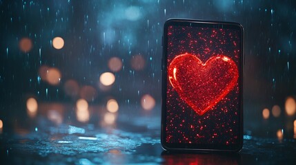 Heart Shape on Smartphone Screen, Ultra Detailed