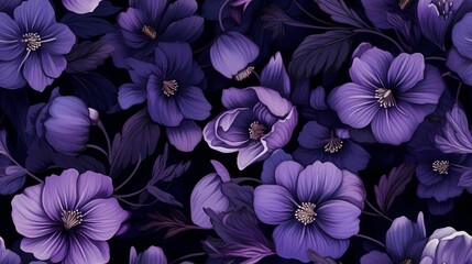 bouquet of violet flowers on a midnight black