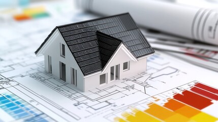 House model, blueprints, energy rating, design