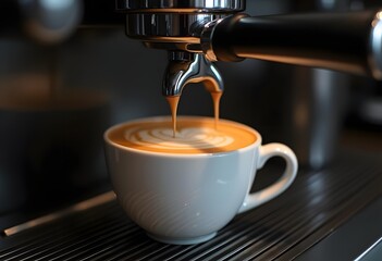 coffee cup latte art in cafe
