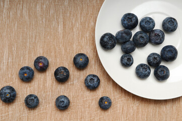 Fresh, delicious blueberries on a tray