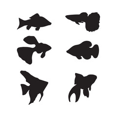 A Collection of Fish Silhouettes in Vector