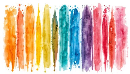 Fototapeta premium Vibrant watercolor strokes art studio digital artwork bright environment aerial view abstract design