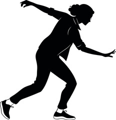 Minimalistic black silhouette of a salsa dancer gracefully dancing with expressive movements, showcasing the rhythm, energy, and passion of salsa dance in a dynamic and elegant vector illustration 