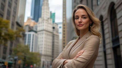 Fototapeta premium Confident business professional in new york city urban setting