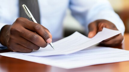 Man signing document office desk
