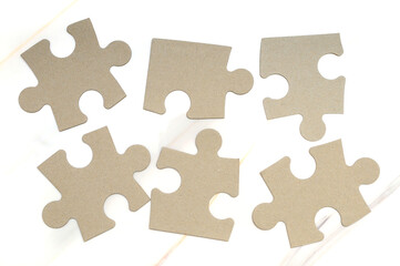 Six Different Cardboard Puzzles Made of a Recycled Paper