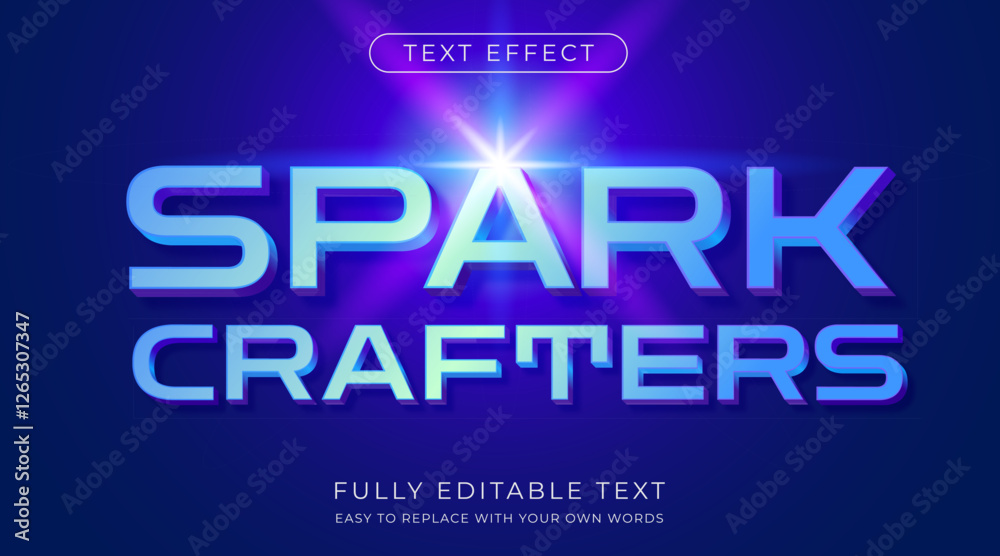 Poster modern sci-fi text effect with light rays. editable font style