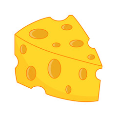 Cheese Slice Handdrawn, Vector Illustration. Cheddar, parmesan, brie, tasty, dairy snack. Isolated Outline.