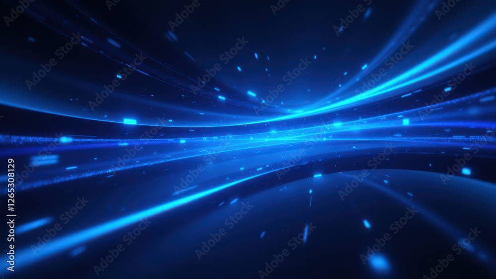 Wall mural futuristic blue digital network with cyber connectivity for software development and cloud computing