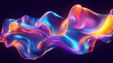 Fototapeta premium Neon fluid flows dark background