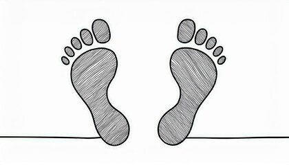 Hand drawn footprint. Doodle sketch style. Drawing line simple footstep icon. Isolated perfect any project.