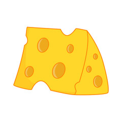 Cheese Slice Handdrawn, Vector Illustration. Cheddar, parmesan, brie, tasty, dairy snack. Isolated Outline.