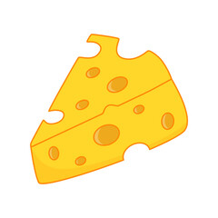 Cheese Slice Handdrawn, Vector Illustration. Cheddar, parmesan, brie, tasty, dairy snack. Isolated Outline.