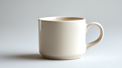 Ceramic mug with liquid in studio. Clean, minimalist background for social media mockups