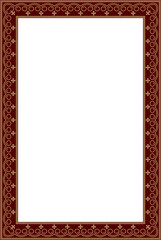 Vector gold and red square Yakut ornament. Infinite rectangle, border, frame of the northern peoples of the Far East.