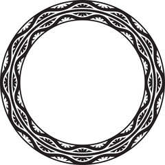 Vector black monochrome round national Indian ornament. Circle, ring, border, ethnic Hindu frame