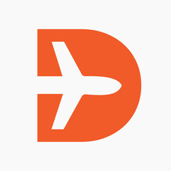 Obraz premium Initial Letter D Travel Logo Design Concept For Vacation and Airplane Symbol