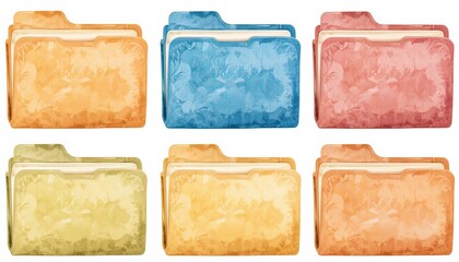 Colorful file folders office digital illustration professional environment top view organization