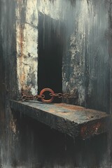 Rusty chain links old stone platform