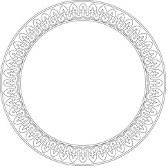 Vector round contour black national Persian ornament. Circle, ring, frame, border, ethnic pattern of the peoples of Iran, Iraq, Tajikistan