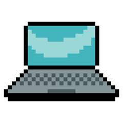 Laptop computer in pixel art style