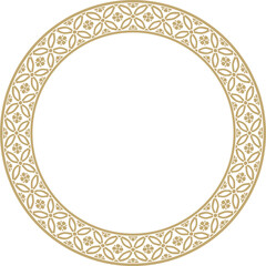 Vector golden Chinese circle, ring, frame.  Round ornaments of oriental peoples, korea, taiwan, china, hong kong, indonesia