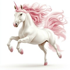 Obraz premium A lifelike 3D depiction of a unicorn, set against a clear background