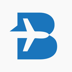 Obraz premium Initial Letter B Travel Logo Design Concept For Vacation and Airplane Symbol