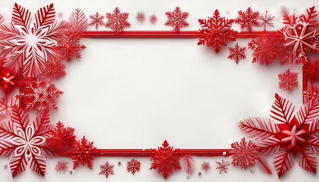 red snowflake frame on white background for holiday text