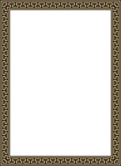 Vector gold and black classic Greek square ornament. Rectangle of Ancient Greece and Roman Empire. Byzantine painting of walls, floors and ceilings. Decoration of European palaces