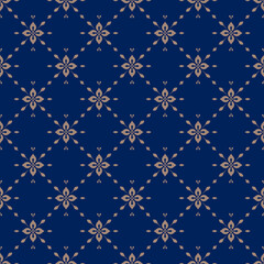 Gold Floral Ornament Seamless Pattern on Dark Navy Background,Elegant Vintage Design for Luxury Decorative Crafts, Textile Prints, Wallpaper, and Premium Artistic Projects