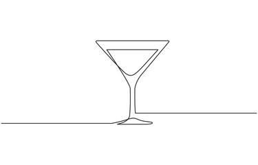 Сontinuous one line drawing of cocktail drink isolated on white background, Cocktail and lemon. Isolated on white background vector illustration.
