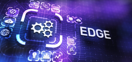 Edge computing modern IT technology on virtual screen concept.